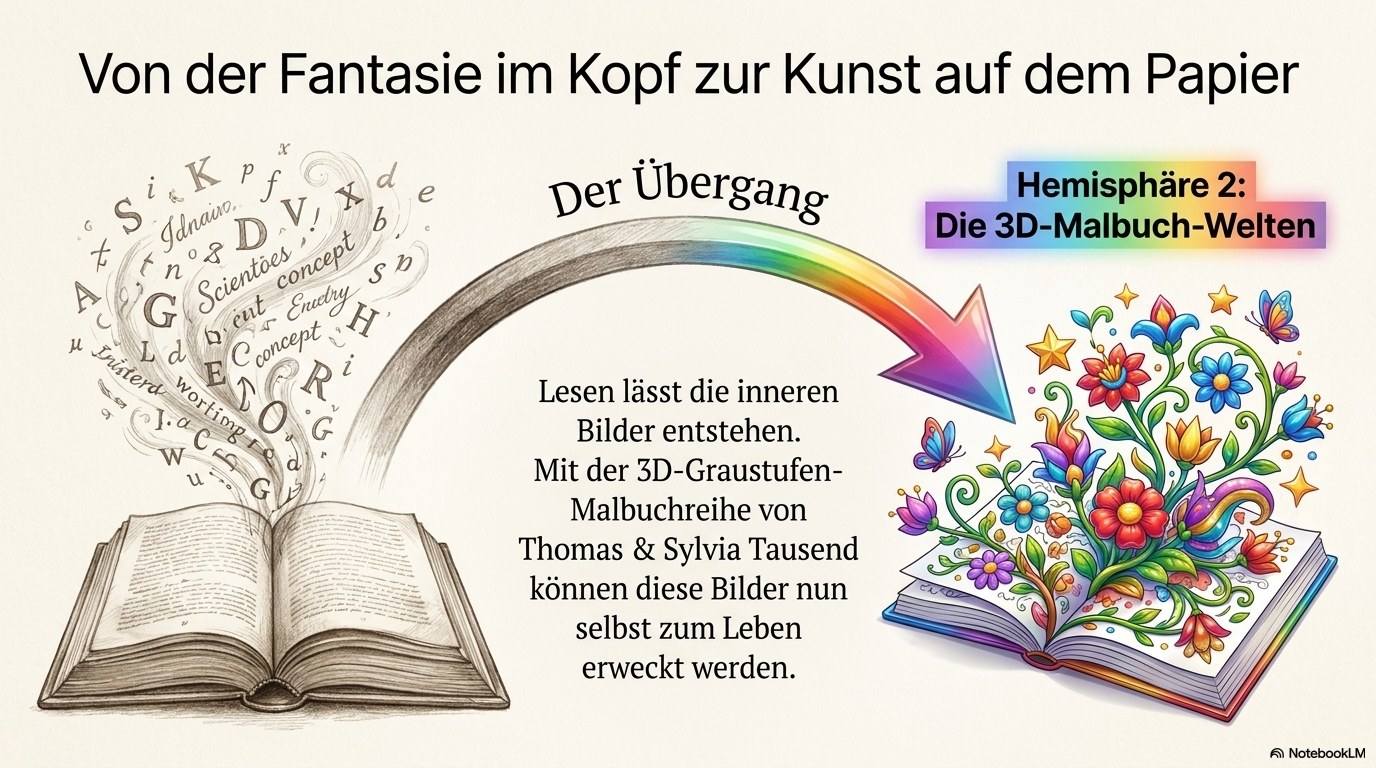 Von der Fantasie im Kopf zur Kunst auf dem Papier – Der Übergang zu den 3D-Malbuch-Welten