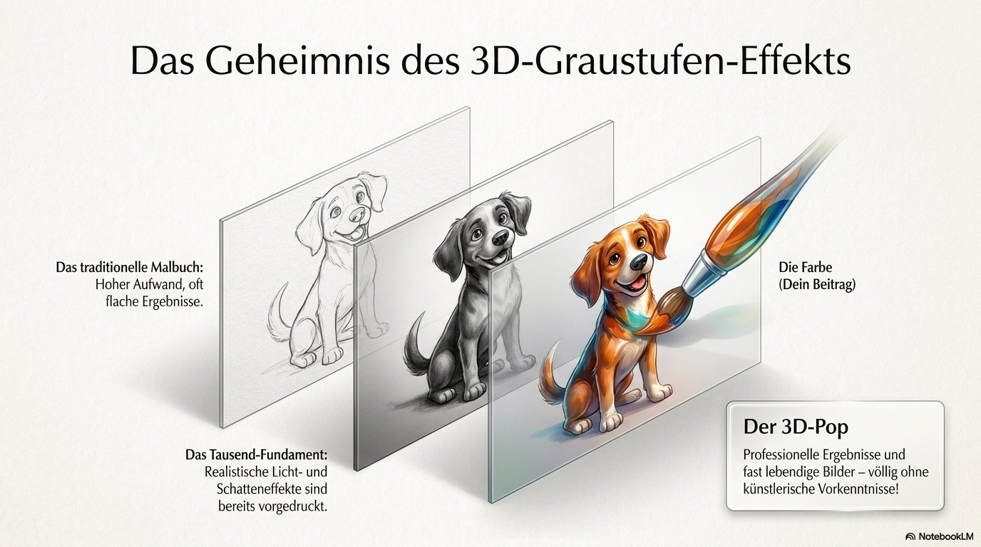Der 3D-Graustufen-Effekt – Wie aus flachen Motiven lebendige Kunstwerke werden