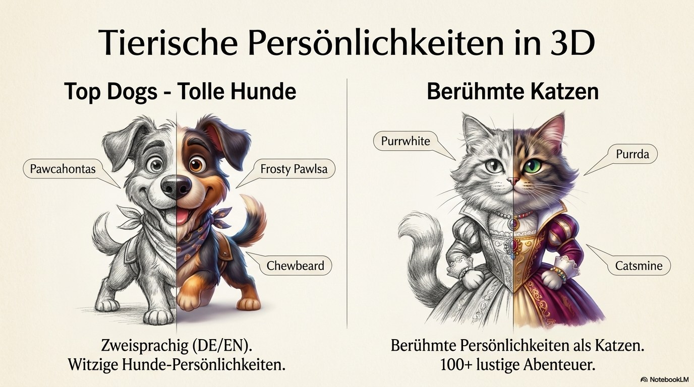 Tierische Persönlichkeiten in 3D – Top Dogs und Berühmte Katzen: Witzige Hunde- und Katzen-Persönlichkeiten zum Ausmalen