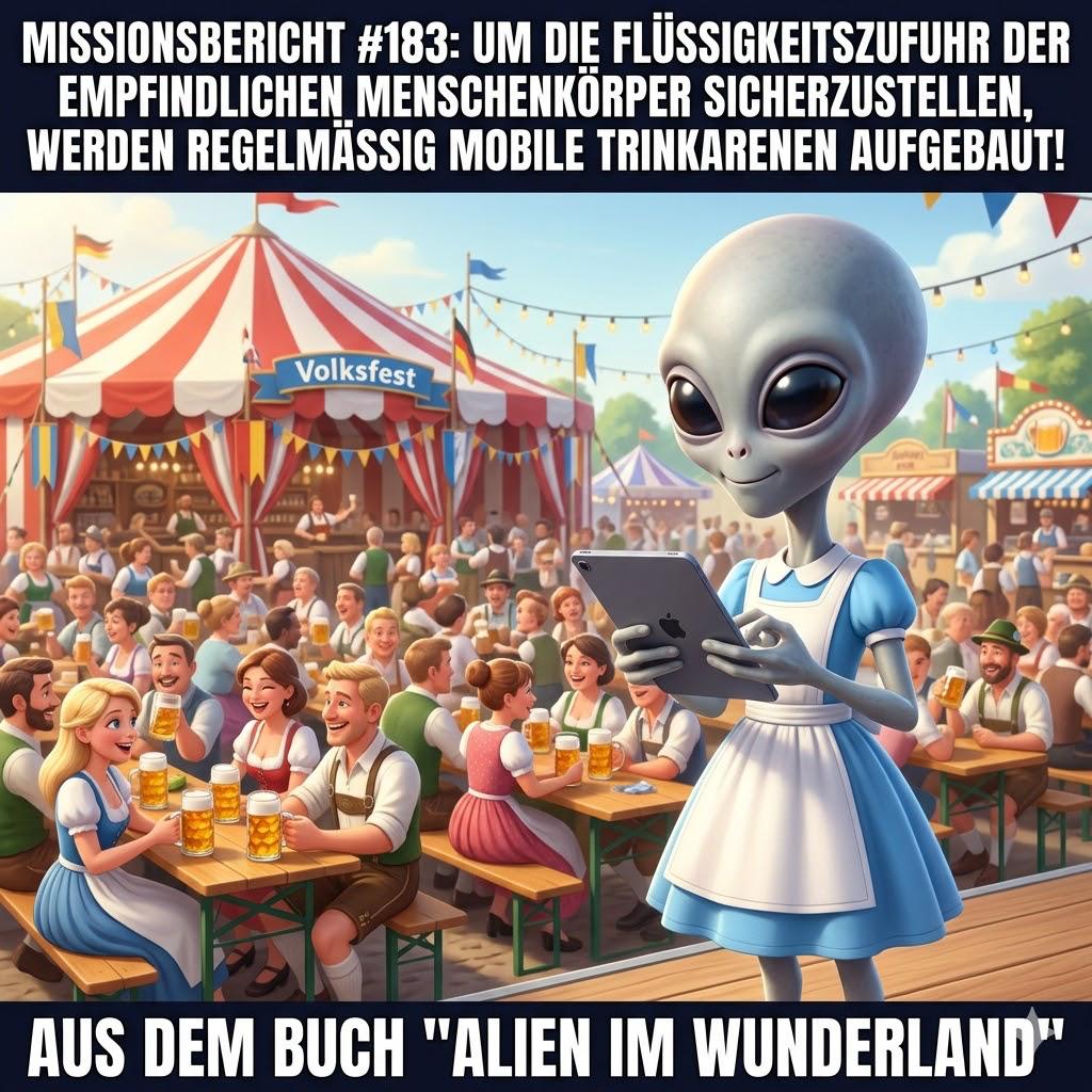Kirk-Meme: Alien beim Volksfest zwischen Bierzelt, Dirndl und Lederhosen &ndash; Aus dem Roman Alien im Wunderland