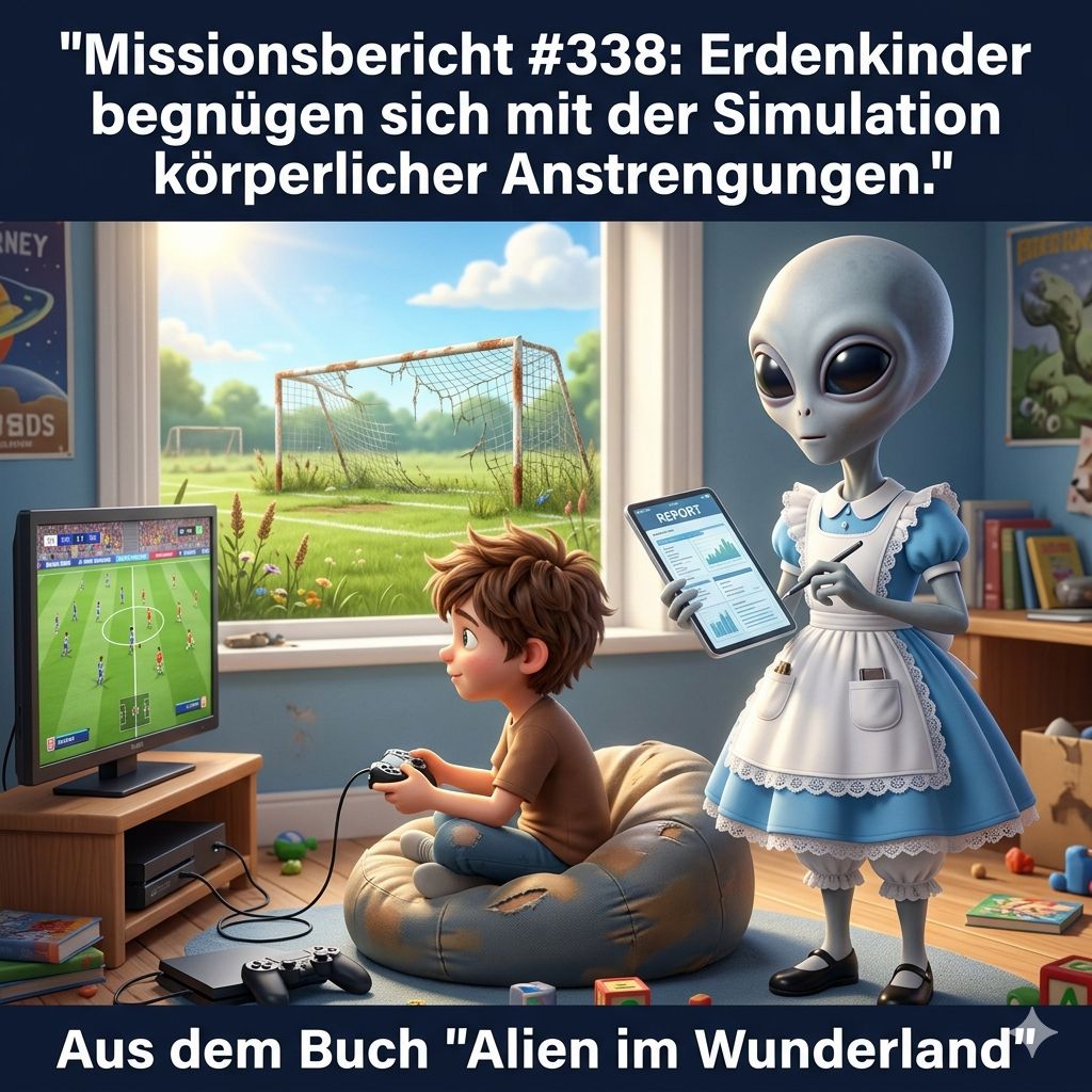 Kirk-Meme: Erdenkinder begnuegen sich mit der Simulation koerperlicher Anstrengungen — Aus dem Roman Alien im Wunderland
