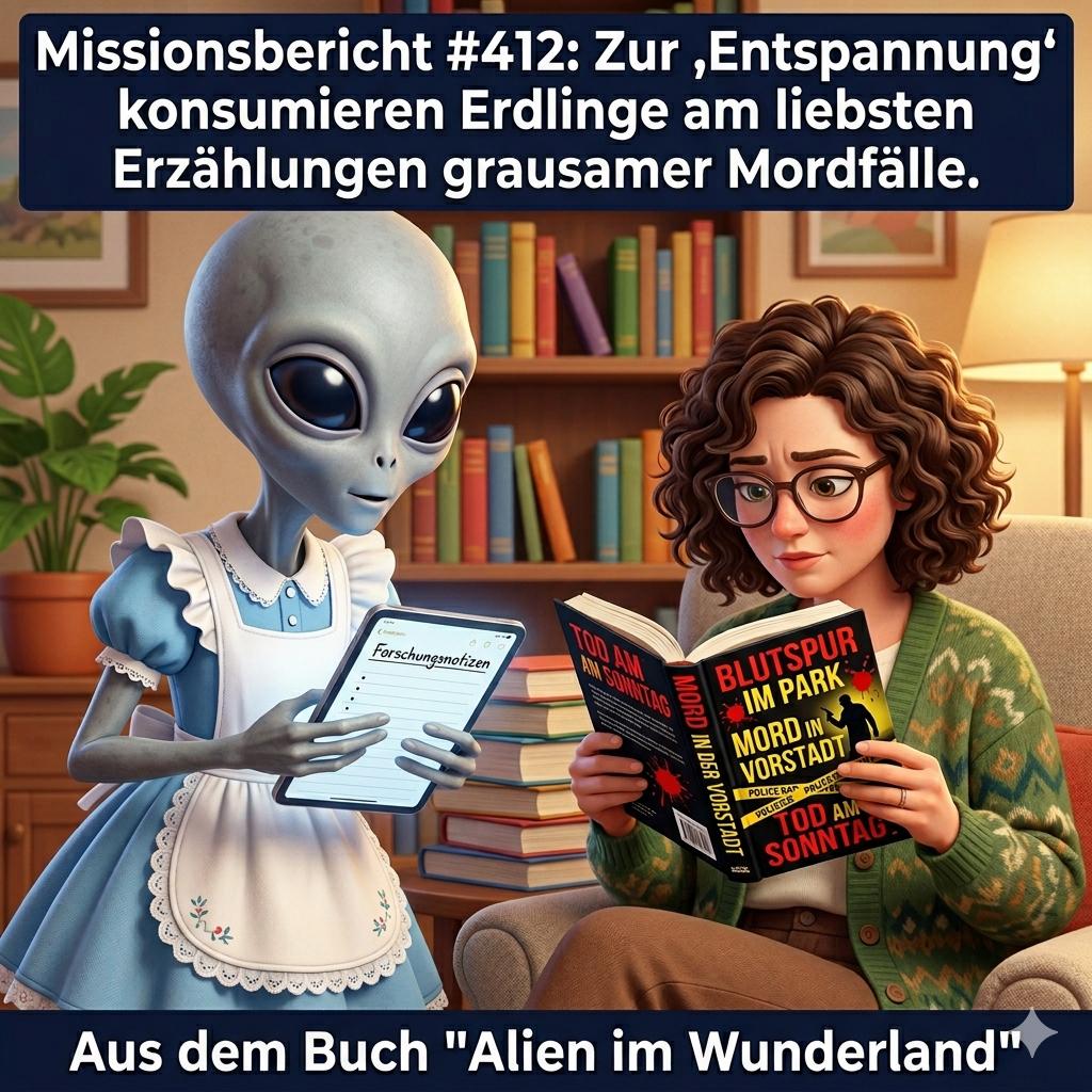 Kirk-Meme: Menschen genuessen True-Crime-Dokumentationen — Aus dem Roman Alien im Wunderland