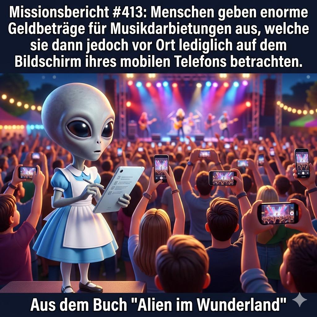 Kirk-Meme: Konzert nur durch Smartphone-Bildschirme — Aus dem Roman Alien im Wunderland