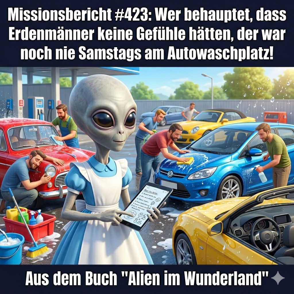 Kirk-Meme: Erdenmaenner und ihre Gefuehle am Autowaschplatz &mdash; Aus dem Roman Alien im Wunderland