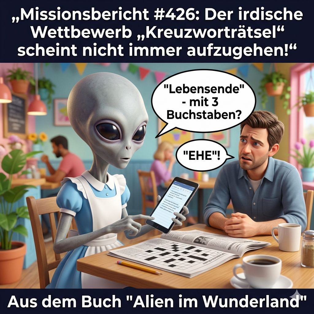 Kirk-Meme: Missionsbericht 426 — Kreuzworträtsel, Lebensende mit drei Buchstaben EHE — Aus dem Roman Alien im Wunderland