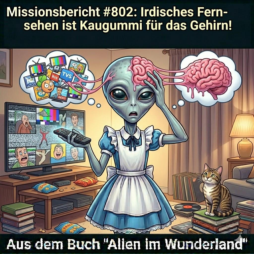 Kirk-Meme: Irdisches Fernsehen ist Kaugummi fuer das Gehirn — Aus dem Roman Alien im Wunderland