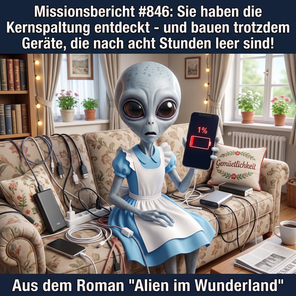 Kirk-Meme: Kirk vergleicht menschliche Technik mit dem, was er von zu Hause gewohnt ist &mdash; Aus dem Roman Alien im Wunderland