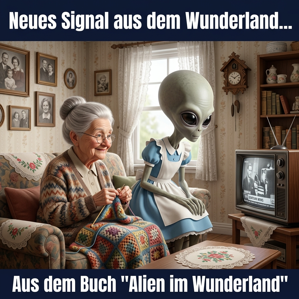 Kirk-Meme: Ein neues Signal aus dem Wunderland — Kirk landet in Oma Gerdas Wohnzimmer — Aus dem Roman Alien im Wunderland