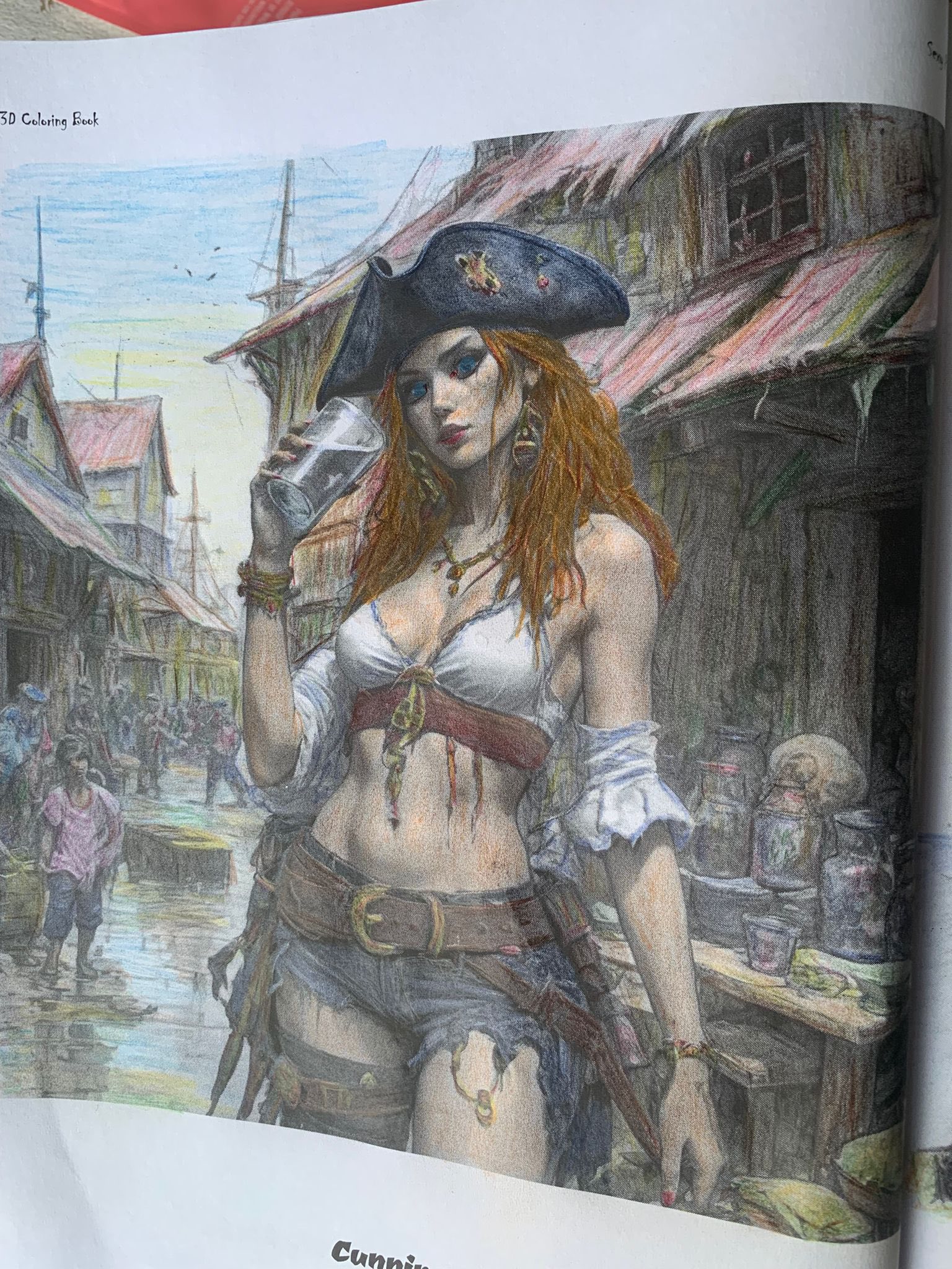 Ausgemalt: Piratin mit Drink