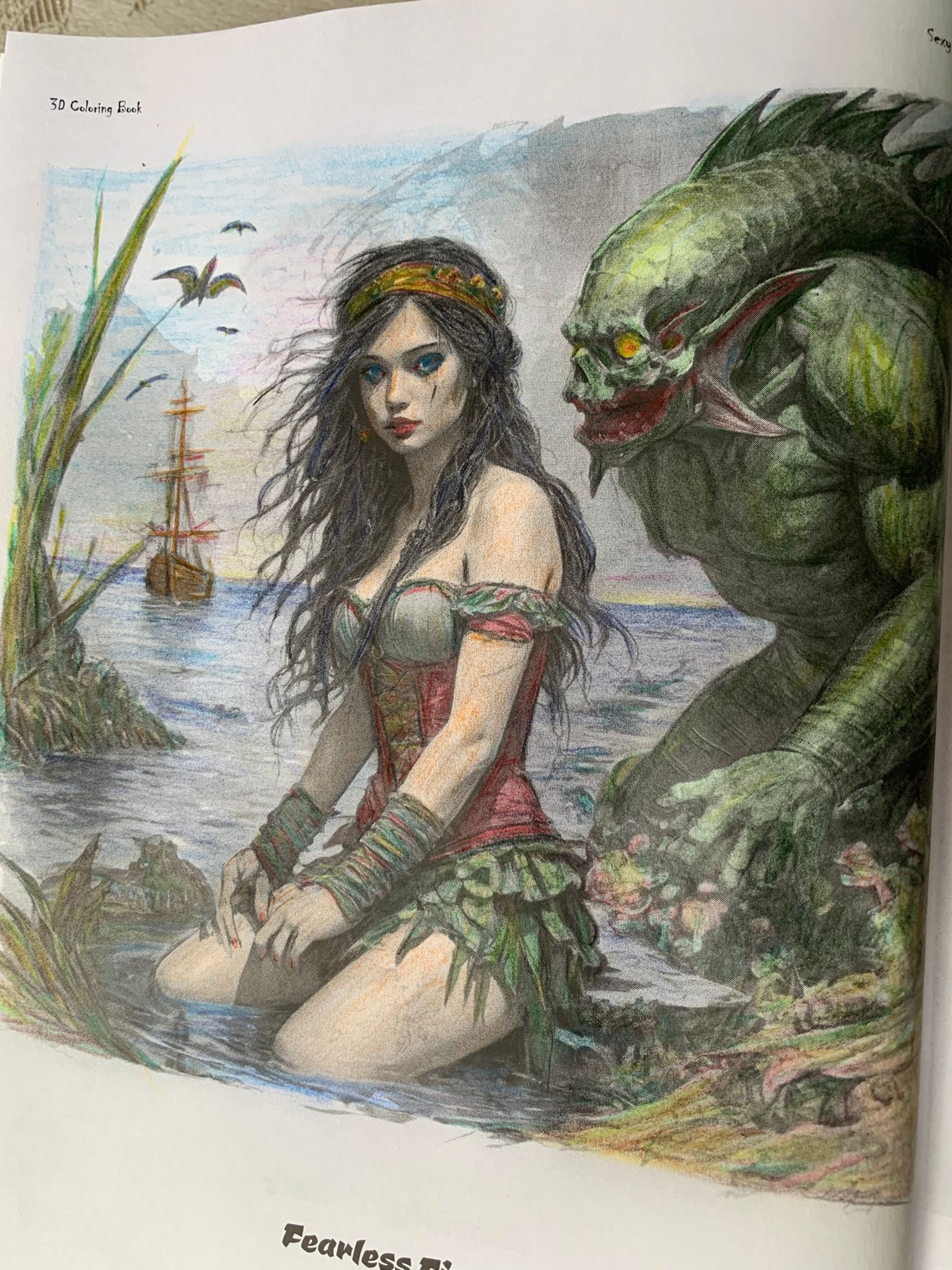 Piratin mit Seeungeheuer